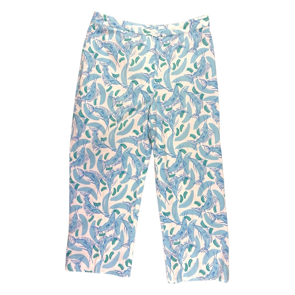 Vintage 90s Y2K Lilly Pulitzer Cropped Pants Capri S‎ Swordfish Coastal Preppy